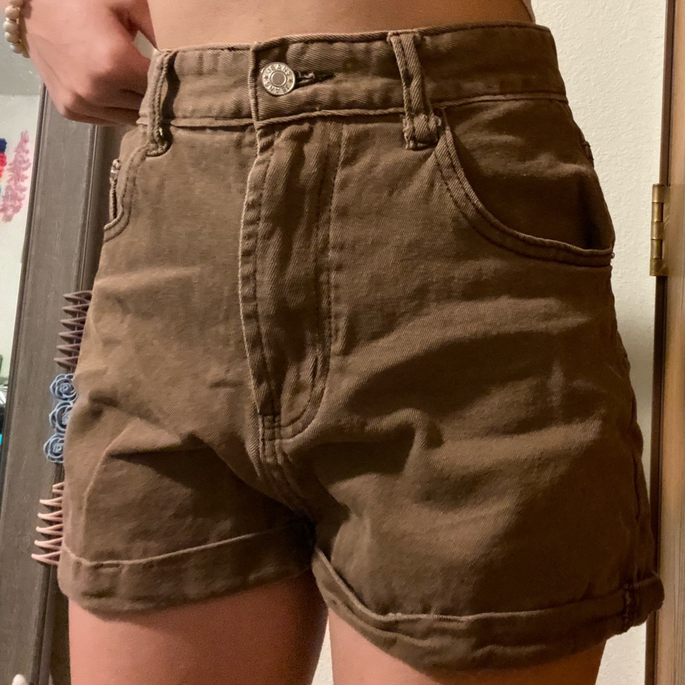 Brown Cargo Jean Shorts
